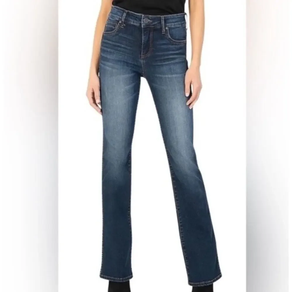Kut From the Kloth Dark Wash Y2K Nicole Boot Cut Jeans Casual Distressed- Sz 6